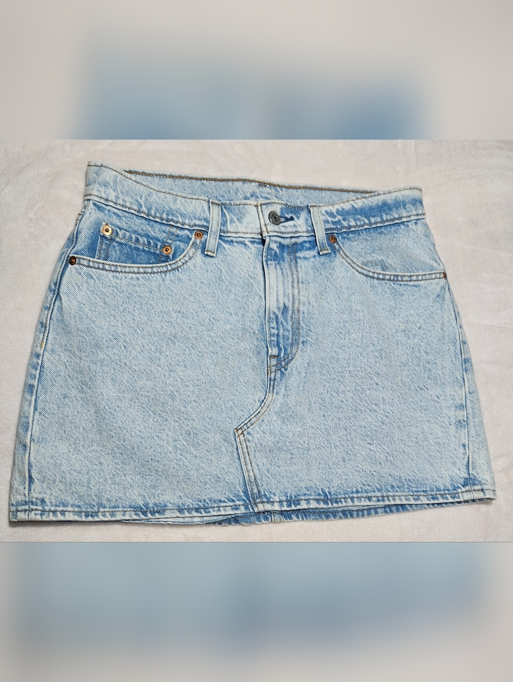 Levis Light Wash Denim Mini Skirt -  Light Pre Whas Blue